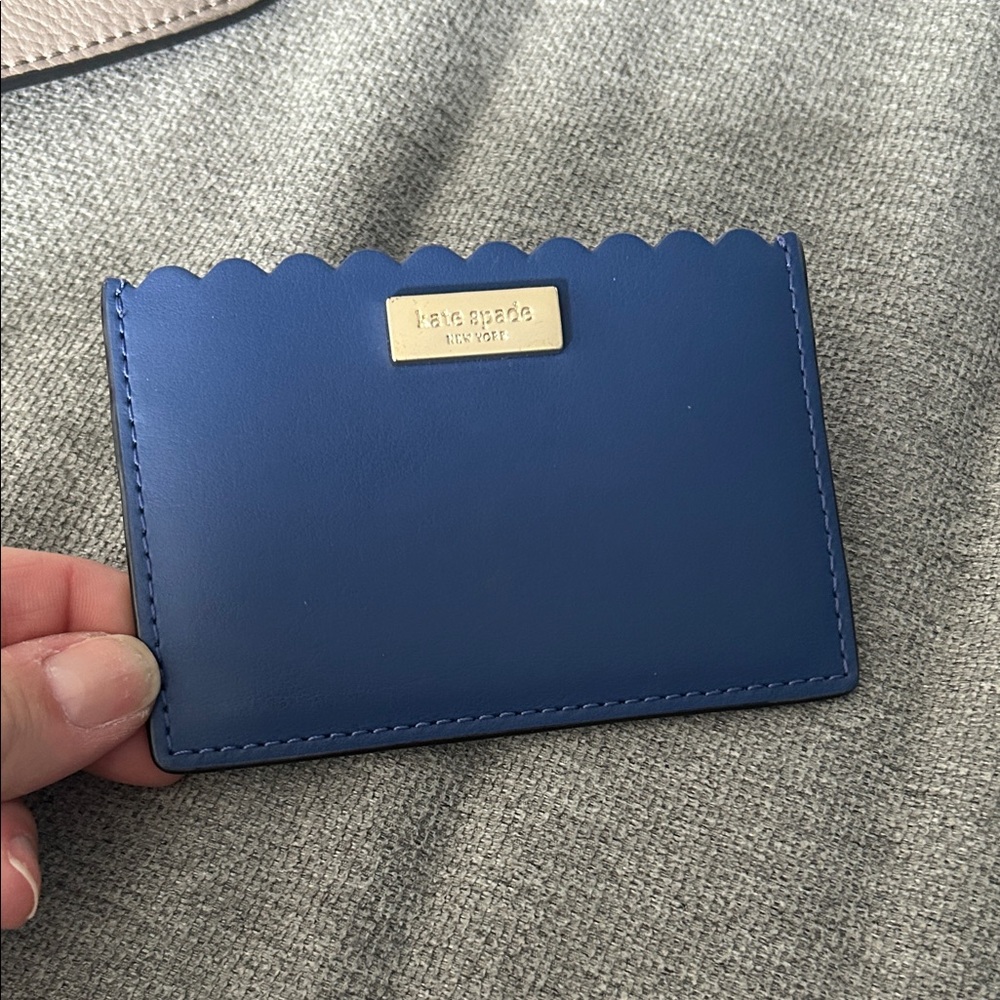 Kate Spade Navy Card Holder with Gold Logo